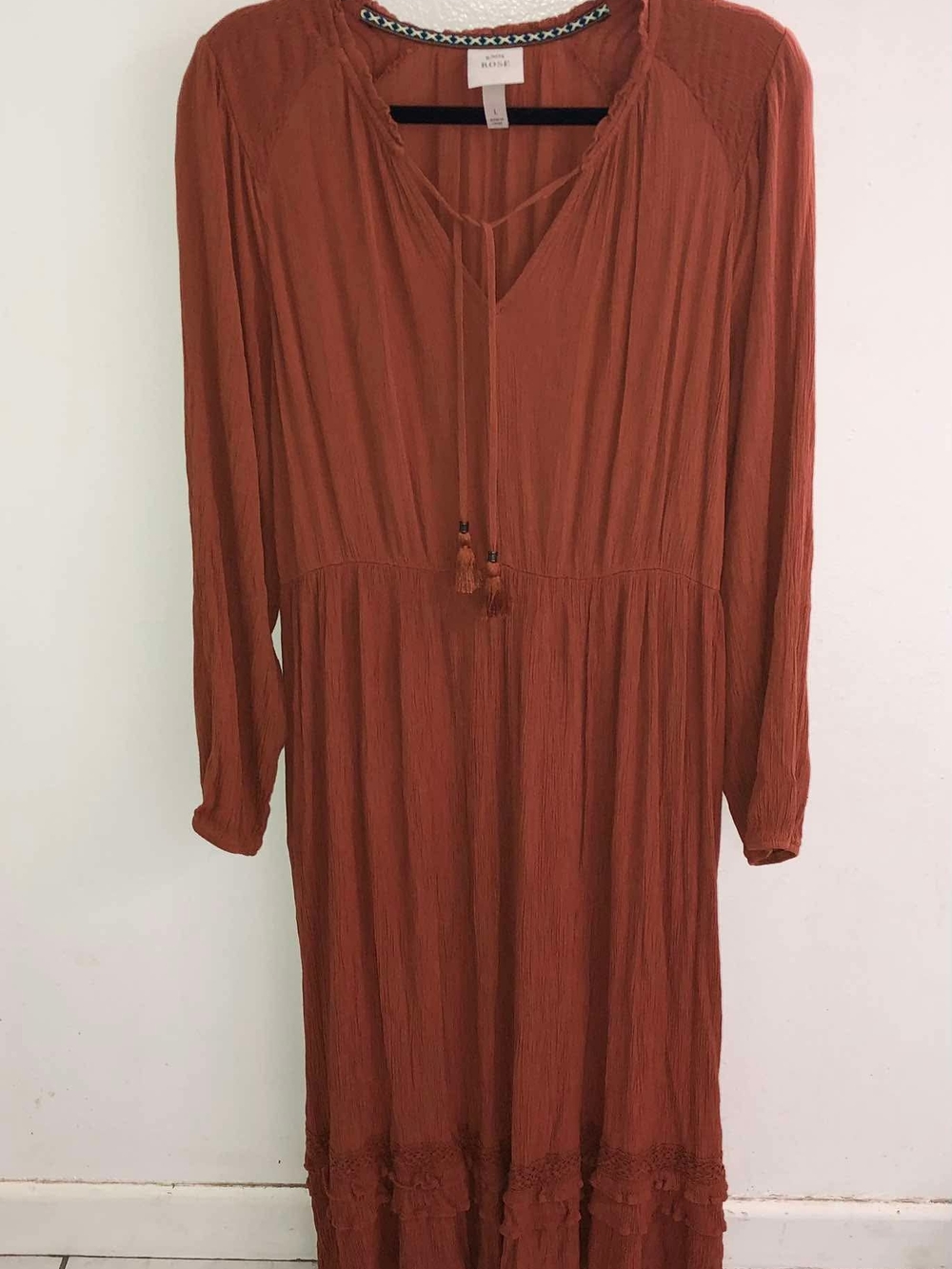 Knox Rose Rust Maxi Dress with Tassel Tie